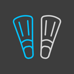 Obraz premium Diving flippers vector icon on dark background