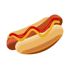 Bread and sausage with sauces in vector
