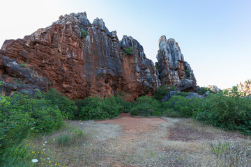 The Iron Hill (Cerro del Hierro), eroded landscape of some old abandoned mines in the Sierra Norte of Seville Natural Park, Andalusia, Spain