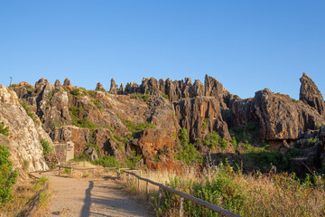 The Iron Hill (Cerro del Hierro), eroded landscape of some old abandoned mines in the Sierra Norte of Seville Natural Park, Andalusia, Spain