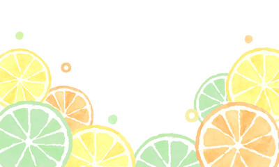 オレンジの水彩イラストのパターン 背景 かわいい 果物 フルーツ 柑橘類 フレッシュ Wall Mural Yugoro