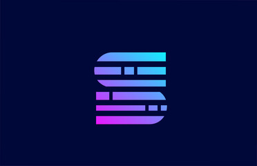 letter S logo alphabet icon with block line. Creative design for business and company with in pink blue gradient color