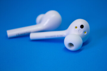 Wireless Blue-tooth Earphone or Ear bud. Air Pods wireless Blue-tooth headphones.