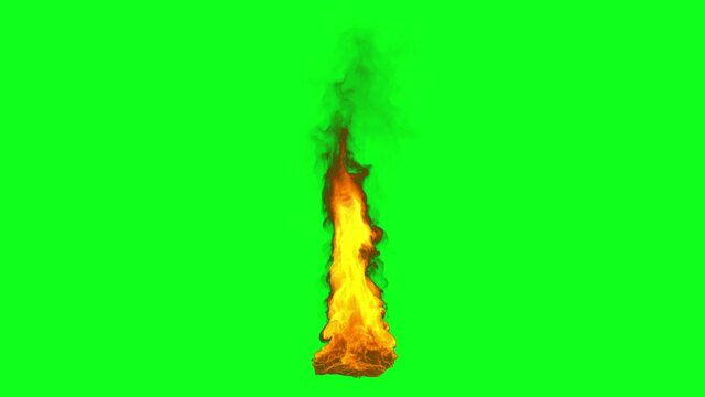 Close up of fire flames, seamless loop, Green Screen Chromakey