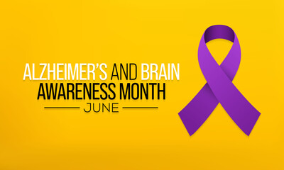 Alzheimer's and Brain awareness month is observed every year in June. it is an irreversible, progressive brain disorder that slowly destroys memory and thinking skills. Vector illustration.