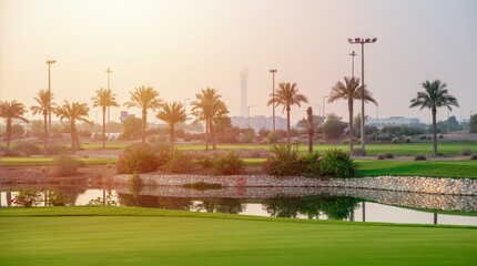 Beautiful landscape of gold club in Qatar.