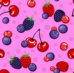 wild berries seamless pattern