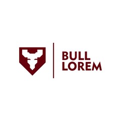 bull logo icon with shield strong logo vector
