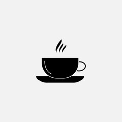 Cup of coffee and tea cup icon. Hot drinks glasses symbols. Flat icons on white.