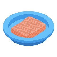 Bacon on plate icon. Isometric of Bacon on plate vector icon for web design isolated on white background