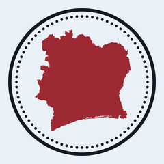 Ivory Coast round stamp. Round logo with country map and title. Stylish minimal Ivory Coast badge with map. Vector illustration.