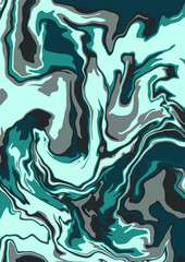 Fluid art texture. Abstract background with swirling paint effect. A4. Liquid acrylic picture that flows and splashes. Mixed paints for interior poster. green and gray iridescent colors