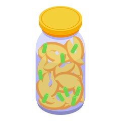 Pickled peach slices icon. Isometric of Pickled peach slices vector icon for web design isolated on white background