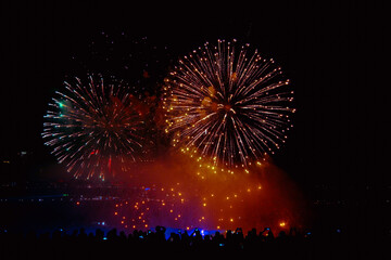 Fireworks with crowd