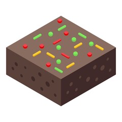 Christmas candy chocolate cake icon. Isometric of Christmas candy chocolate cake vector icon for web design isolated on white background
