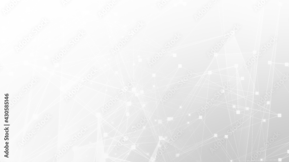 Poster Abstract white gray polygon tech network with connect technology background. Abstract dots and lines texture background. 3d rendering.