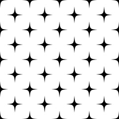 Monochrome seamless pattern with black stars on white background. Stock vector illustration.