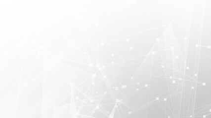 Abstract white gray polygon tech network with connect technology background. Abstract dots and lines texture background. 3d rendering.