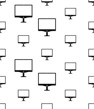 Computer Monitor Icon Seamless Pattern, Computer Pictorial Form Visual Display Output Device, Display Device