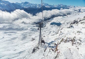 Ski lift in the Aletsch Arena in Switzerland