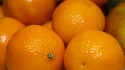 Close-up of oranges with a blurred background
