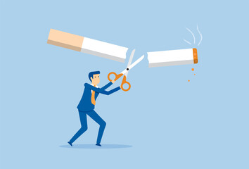 No smoking and cut cigarette out with scissors