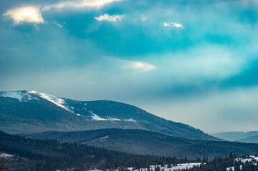 Winter in the mountains - small Ukrainian village in the Carpathians