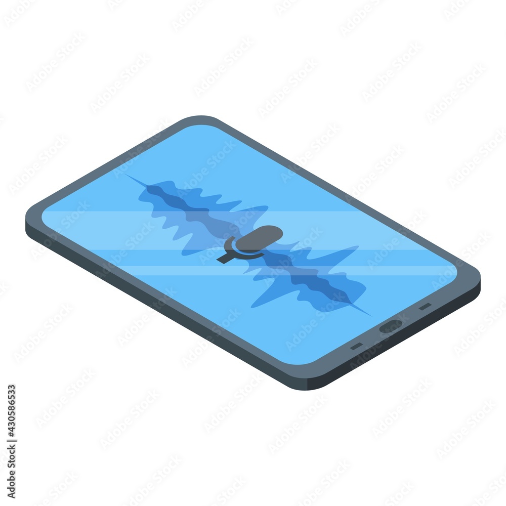 Poster tablet speech recognition icon. isometric of tablet speech recognition vector icon for web design is