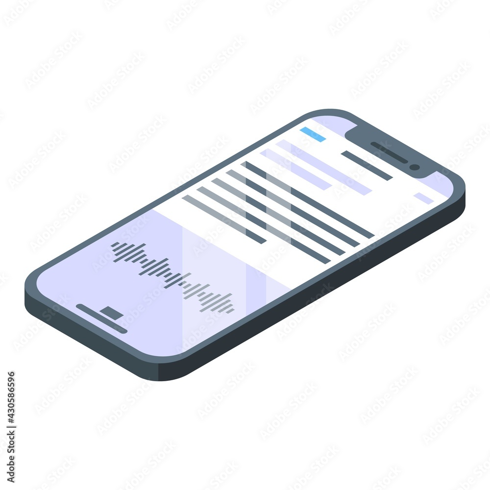 Poster smartphone speech recognition icon. isometric of smartphone speech recognition vector icon for web d