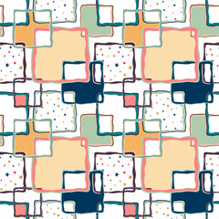 Seamless abstract geometric pattern.Colorful squares on a white background.