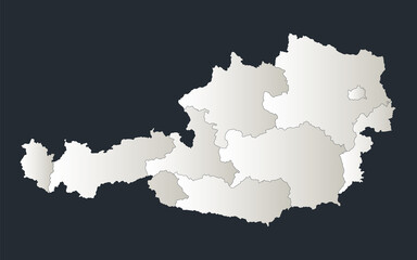 Austria map, Infographics flat design colors snow white, individual regions blank