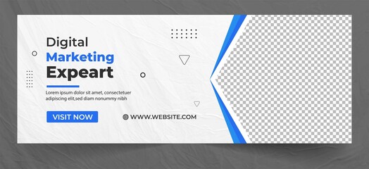 Modern flat design isometric concept of Digital Marketing for banner and website, Digital Marketing Expert agency, Marketing Banner With Blue And White Shade, Business analysis.