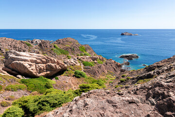 blue sky and sea in cap de creus, near cadaques in the north of girona on the costa brava