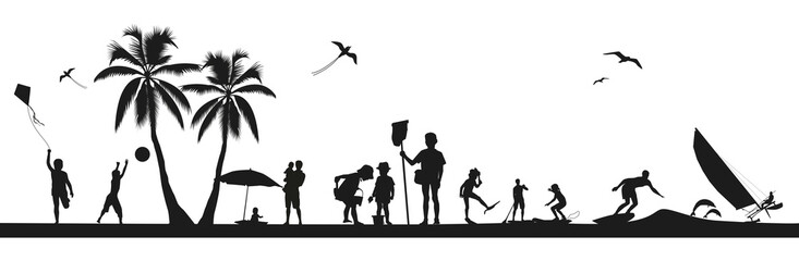 Silhouette-plage-bord de mer-vacances