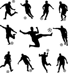 soccer players silhouettes collection - vector