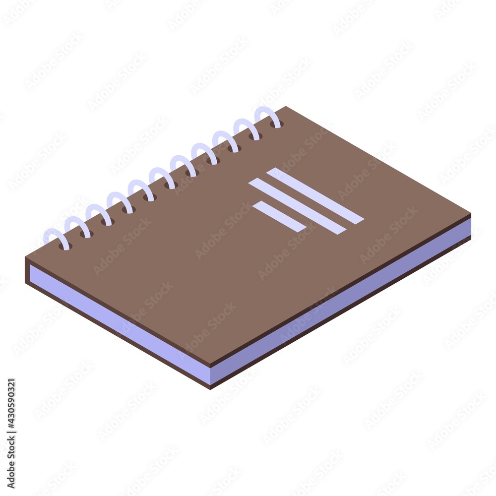 Poster notebook paper icon. isometric of notebook paper vector icon for web design isolated on white backgr