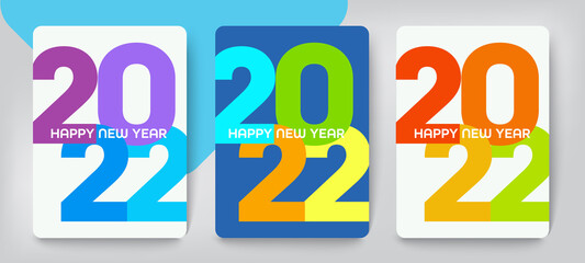 Design New Year New Concept of 2022, Happy New Year set. Templates with Colorful trendy typography logo 2022 for celebration, Vector EPS 10