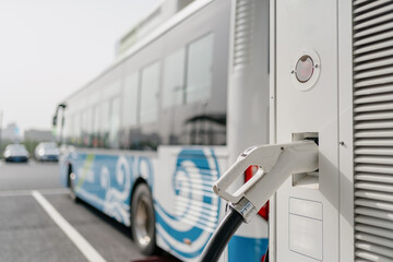 bus is charging in power station