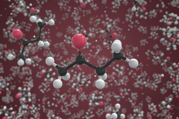Mek molecule made with balls, scientific molecular model. Chemical 3d rendering