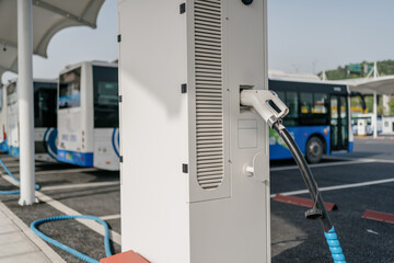 bus is charging in power station