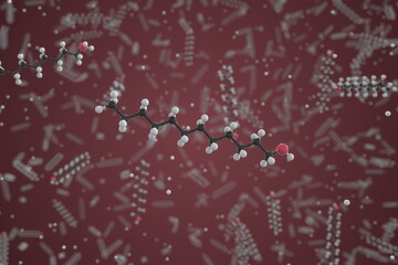 Lauryl alcohol molecule, scientific molecular model, 3d rendering