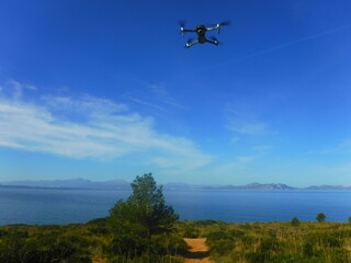 Fototapeta na wymiar Drone flying over Mallorca beaches