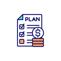 Personal budget planning RGB color icon. Financial goals achievement. Statements and receipts. Budgetary plan. Business operations control. Tracking income and expenses. Isolated vector illustration