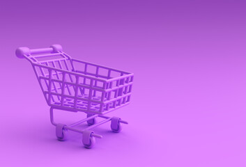 3D Render Shopping Cart Icon illustration Design.
