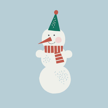 recommend clip art: Funny Christmas snowman vector clipart. Snowy yeti illustration for kids. Seasonal winter holidays childish print design 