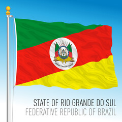 State of Rio Grande do Sul, South Rio Grande, official regional flag, Brazil, vector illustration