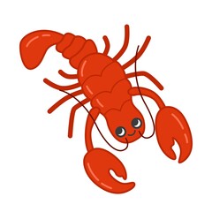 Collection of marine animals in cartoon style. Vector illustration of lobster.

