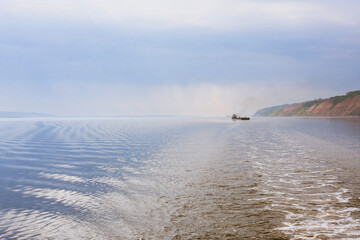 Pure lake surface background, natural blue and white background