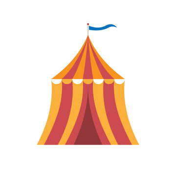 Festival or circus tent isolated on white. Vector illustration. Icon, sign, symbol. Flat design. For various design purposes in print and on the web.