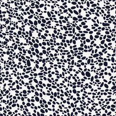 Dot seamless repeat pattern. Random placed irregular circles all over print on white background.